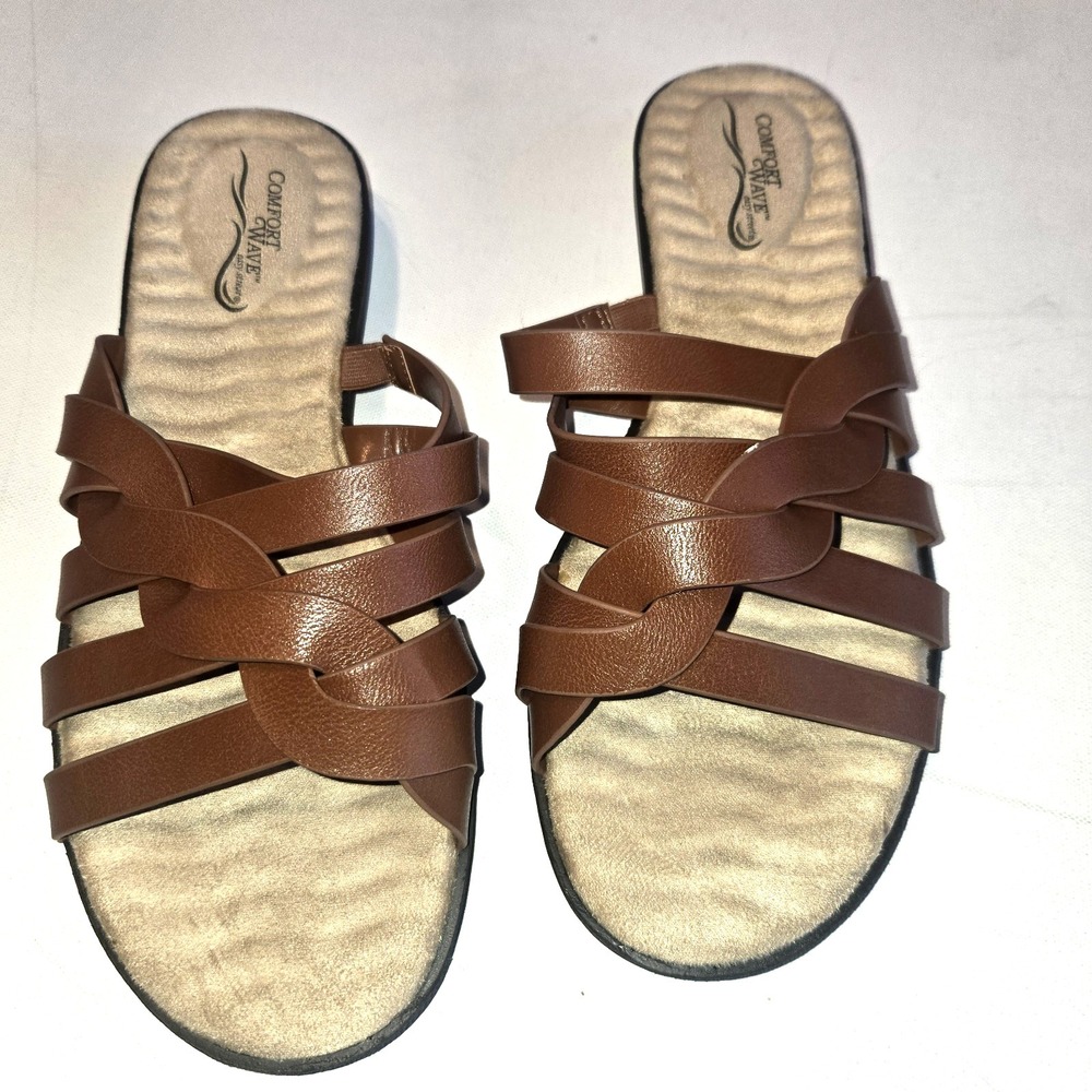 Comfort Wave Easy Street Brown Sheri Slide Sandals Womens SIze‎ 9.5